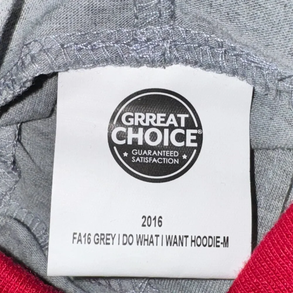 Grreat Choice Dog Shirt Size M Gray Pink I Do What I Want Hooded NWT